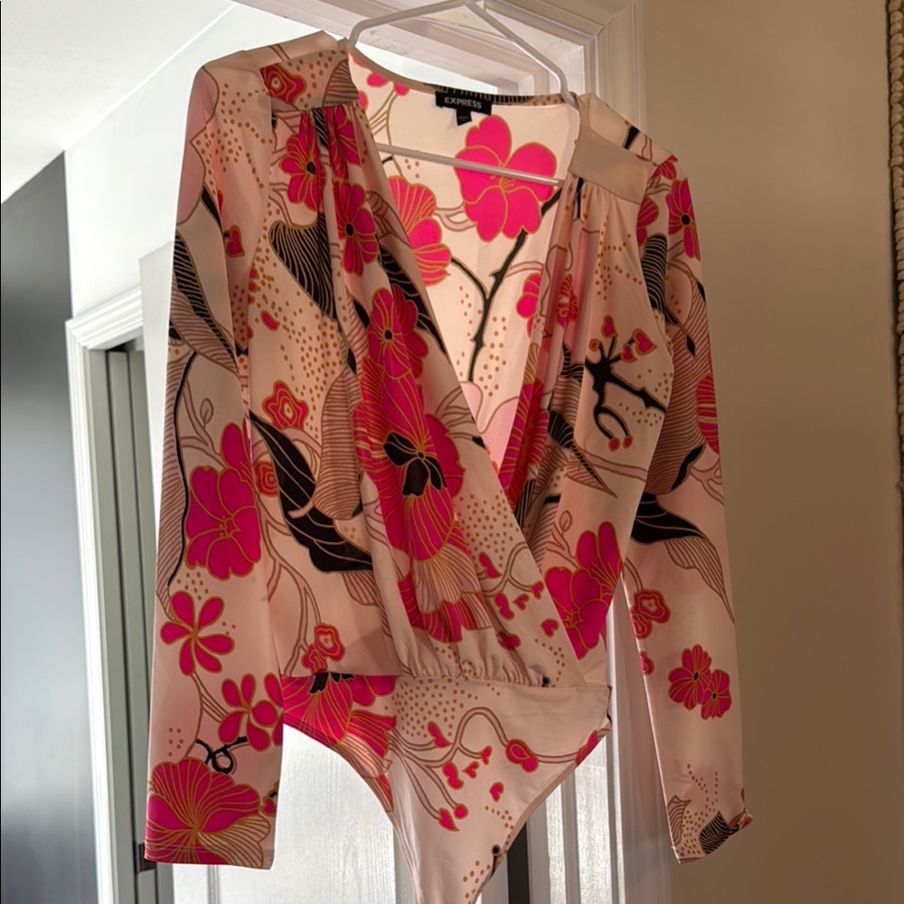 Floral Wrap Bodysuit - Pink